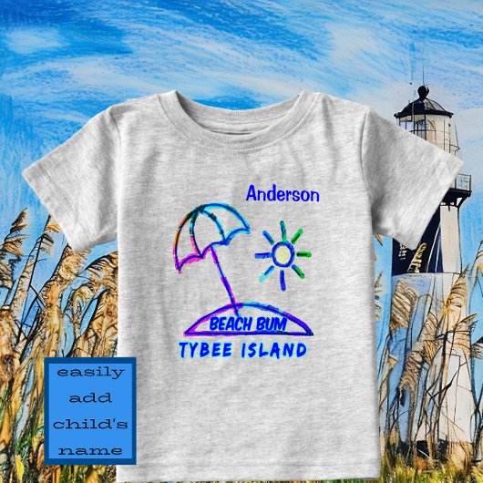 Niedliche Tybee Island GA Finger Paint Beach Umbre Baby T-shirt