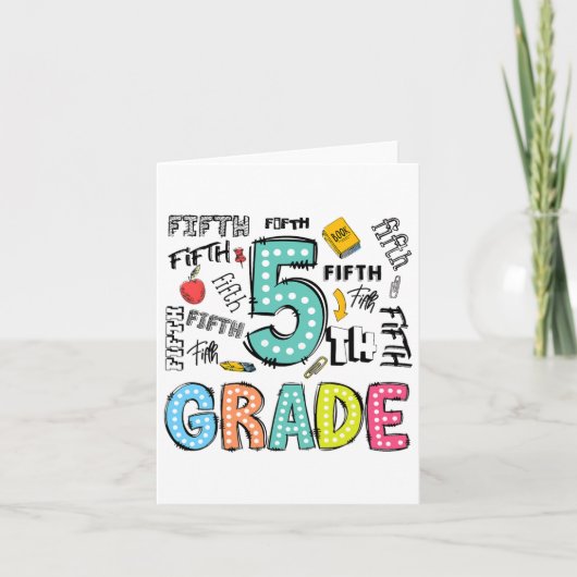 niedliche Typografie der fünften Klasse geht zurüc Karte (Vorderseite)