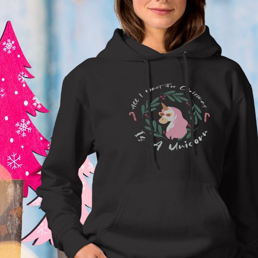 Niedliche Typografie Funny Pink Einhorn Weihnachts Hoodie