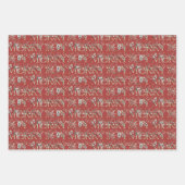 Niedliche Typografie Gold Green Red Botanic Weihna Geschenkpapier Set (Vorderseite 3)