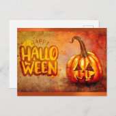 Niedliche Typografie Happy Halloween Pumpkin Postkarte (Vorne/Hinten)