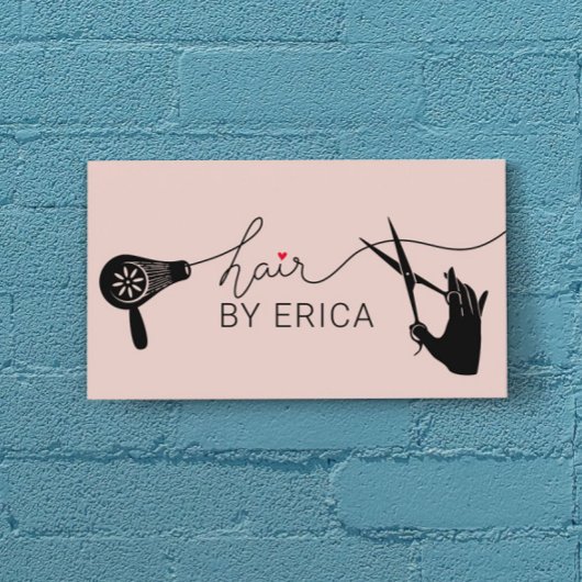 Niedliche Typografie im Haar Rosa Salon Visitenkarte