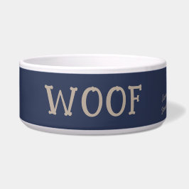 Niedliche Typografie Navy Blue Personalisiert Pet Napf