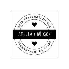 Niedliche Typografie-Round-Wedding-Rücksendeadress Gummistempel