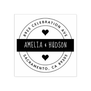 Niedliche Typografie-Round-Wedding-Rücksendeadress Gummistempel