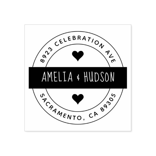 Niedliche Typografie-Round-Wedding-Rücksendeadress Gummistempel (Prägung)