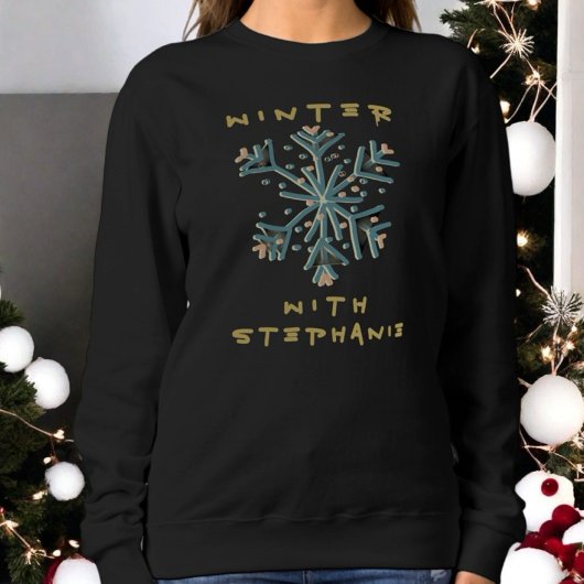 Niedliche Typografie Winterschneeflocke Gold aquam Sweatshirt