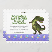 Niedliche Tyrannosaurus Babydusche Einladung (Vorne/Hinten)