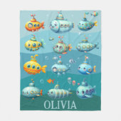 Niedliche U-Boote Fleecedecke (Vorderseite)