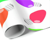 Niedliche u. bunte festliche Weihnachtsglühlampen Geschenkpapier (Rolleneckpunkt)