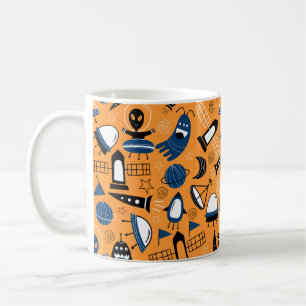 Niedliche ufo Alien Raumschiffe, Planeten, Galaxie Kaffeetasse