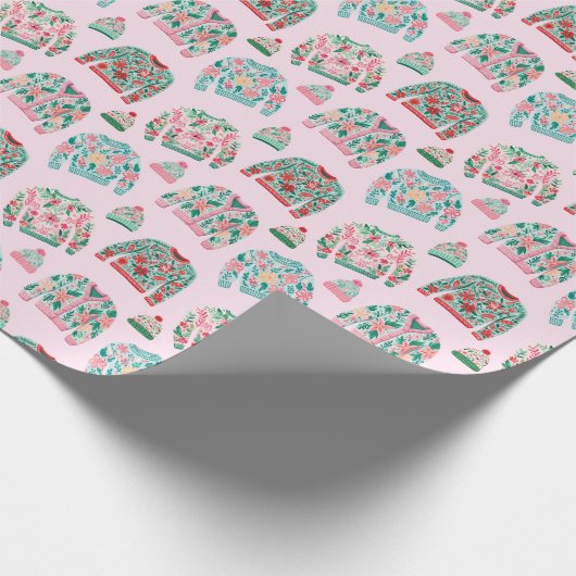Niedliche Ugly Christmas Sweaters Geschenkpapier (Ecke)