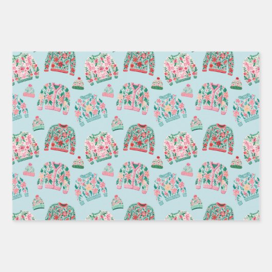 Niedliche Ugly Christmas Sweaters Geschenkpapier Set (Vorderseite 3)