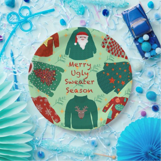 Niedliche Ugly Sweater Saison Pappteller (Party)
