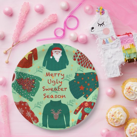 Niedliche Ugly Sweater Saison Pappteller (Party)