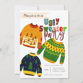 Niedliche Ugly Sweater Weihnachtsfeier Party Einla
