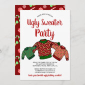 Niedliche Ugly Sweater Winter Candy Cane Holiday P Einladung (Vorne/Hinten)