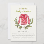 Niedliche Ugly Sweater Winter Weihnachtsdusche Dankeskarte (Vorderseite)