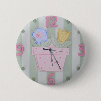 Niedliche Uhr-Art scherzt Knopf - wachsende Blumen Button