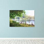 Niedliche Uhr des Gänsewaldes Leinwanddruck (Insitu (Holzboden))