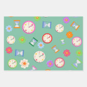 Niedliche Uhren und Blume Party Geschenkpapier Set (Vorderseite 3)
