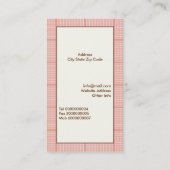 Niedliche Uhu am Ast, karierte orangefarbene Grenz Visitenkarte (Rückseite)