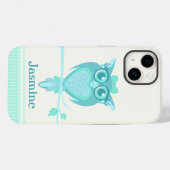 Niedliche Uhu aqua mint grün Case-Mate iPhone Hülle (Rückseite (Horizontal))