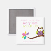 Niedliche Uhu auf einem Zweig KEEPSAKE ANKÜNDIGUNG Magnet (Vorderseite/Rückseite)