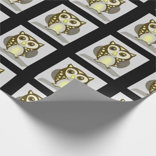 Niedliche Uhu Geschenkpapier (Ecke)