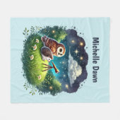 Niedliche Uhu Igel Stern Aussehende Liebhaber hinz Fleecedecke (Vorderseite (Horizontal))