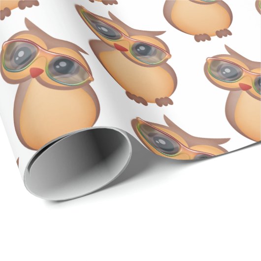 niedliche Uhu mit Brille Geschenkpapier (Rolleneckpunkt)