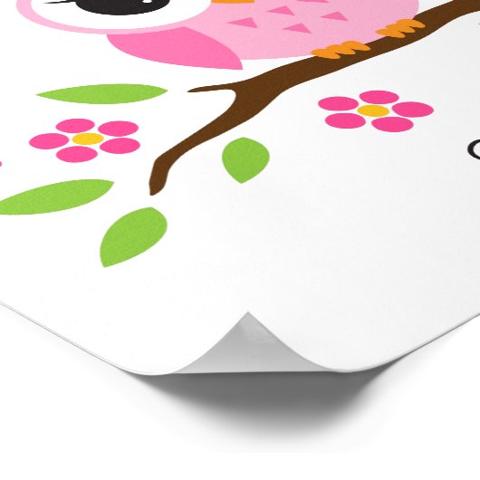 Niedliche Uhu personalisierte Kinderzimmer Mauer K Poster (Ecke)