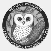 Niedliche Uhu-Rücksendeadresse Runder Aufkleber (Vorderseite)