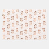 Niedliche Uhus in Erdtönen Geschenkpapier Set (Vorderseite)