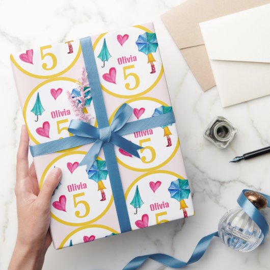 Niedliche Umbrella Girl Geschenkpapier (Schenken)