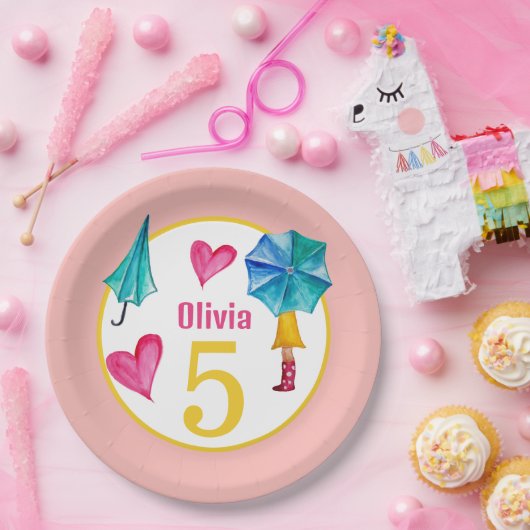 Niedliche Umbrella Girl Pappteller (Party)