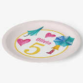 Niedliche Umbrella Girl Pappteller (Schrägansicht)