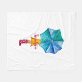 Niedliche Umbrella Girl Watercolor Mit Monogramm Fleecedecke (Vorderseite (Horizontal))