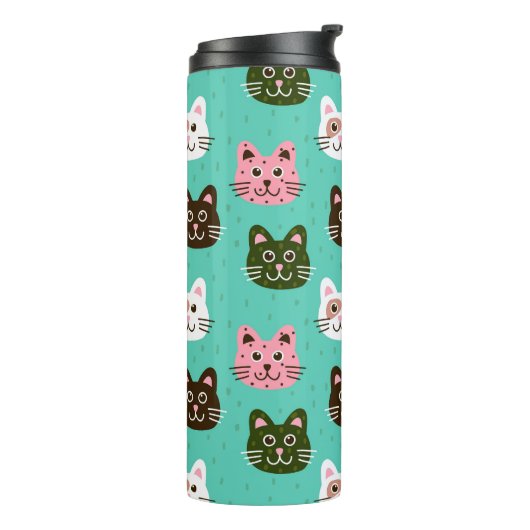 Niedliche und adorable Katzen Katzenmuster| Thermosbecher (Nach links gedreht)