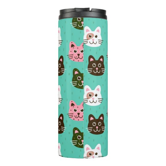 Niedliche und adorable Katzen Katzenmuster| Thermosbecher (Rückseite)