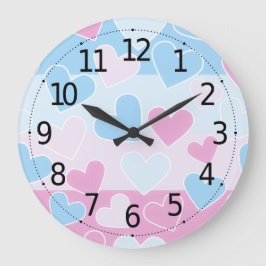Niedliche und Adorable Valentinstag Pastell Hearts Große Wanduhr