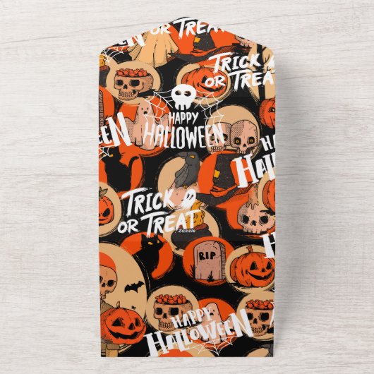 Niedliche und Beängstigende Halloween-Spooky-Ville All In One Einladung (Außenbereich)