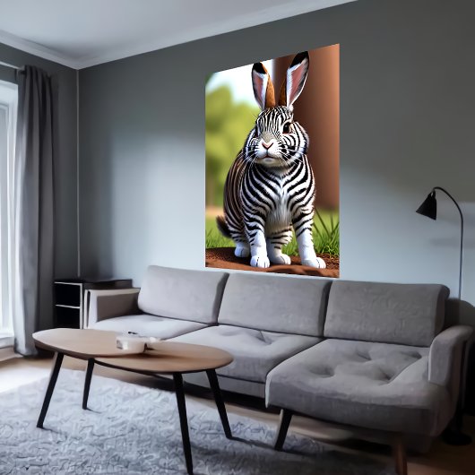 Niedliche und bezaubernde Kaninchen-Zebra-Hybride Poster