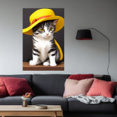 Niedliche und bezaubernde Katze in gelbem Hut | Ar Poster