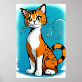 Niedliche und bezaubernde Schwarz-weiße Orangenkat Poster (Vorne)