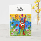 Niedliche und bunte Boston-Terrier-Gruß-Karte Karte (Gelbe Blume)