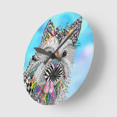 Niedliche und bunte Cairn-Terrier-Uhr Runde Wanduhr (Winkel)