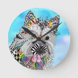 Niedliche und bunte Cairn-Terrier-Uhr Runde Wanduhr