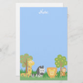 Niedliche und bunte Safari-Tiere, für Kinder Briefpapier (Vorne/Hinten)