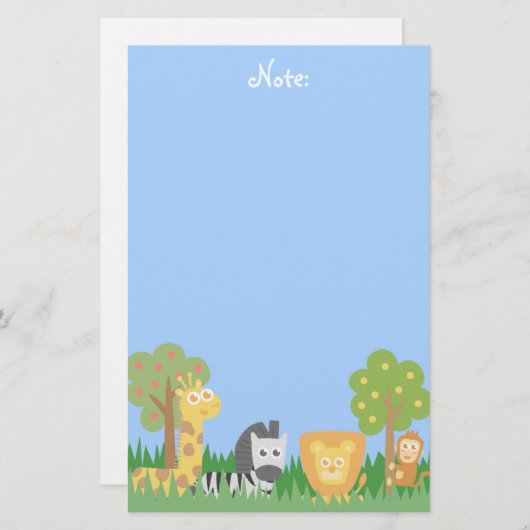 Niedliche und bunte Safari-Tiere, für Kinder Briefpapier (Vorne/Hinten)